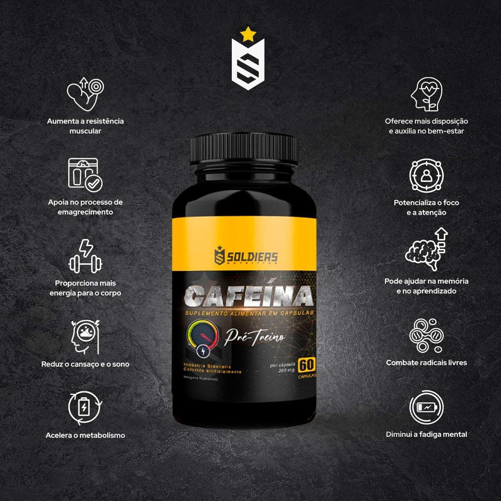 Cafeína 60 Caps - 200mg - Soldiers Nutrition