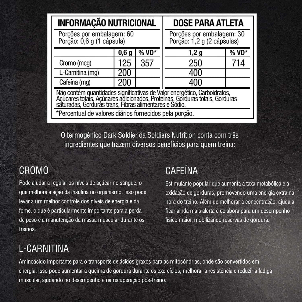 Termogênico Dark Soldier - 100% Importado - Soldiers Nutrition