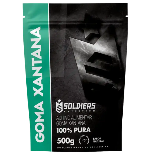 Embalagem de goma xantana 100% pura, aditivo alimentar, 500g, sabor natural.