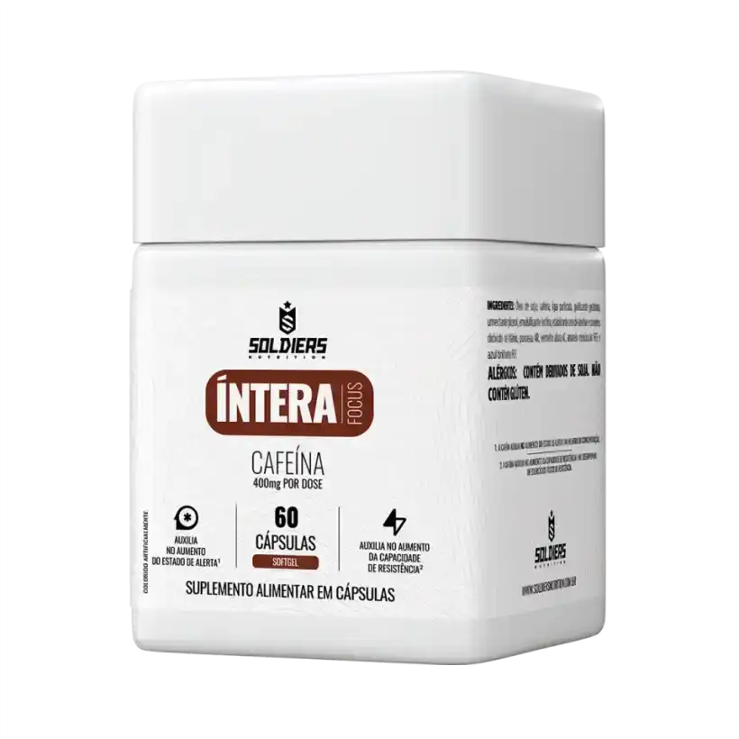 Pote de suplemento alimentar em cápsulas, cafeína 400mg, 60 cápsulas, produto focado em energia e alerta.