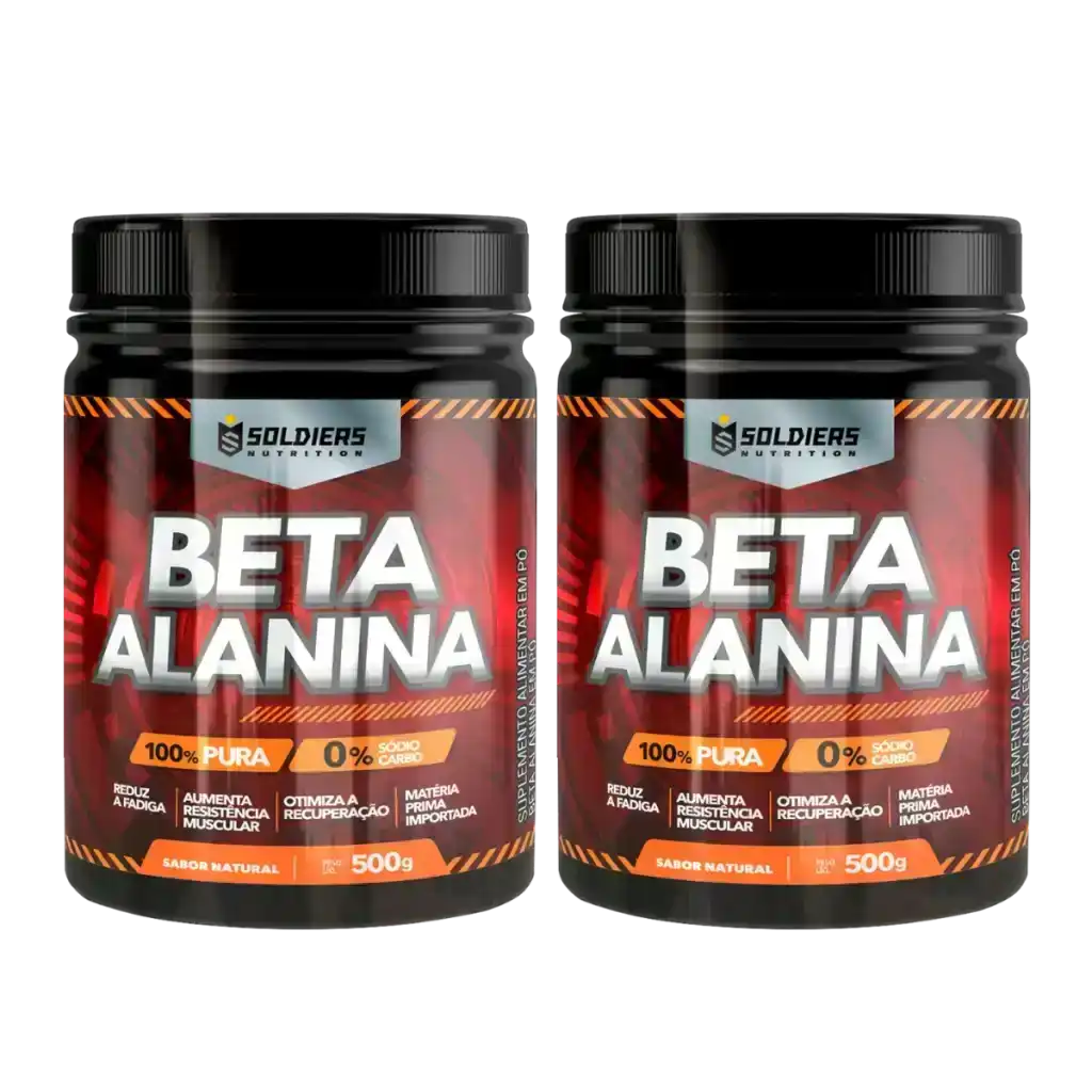 Dois potes de suplemento beta alanina 500g sabor natural para resistência e recuperação muscular