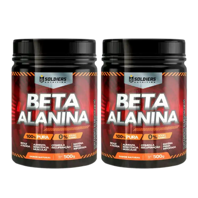 Dois potes de suplemento beta alanina 500g sabor natural para resistência e recuperação muscular