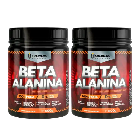 Dois potes de suplemento beta alanina 500g sabor natural para resistência e recuperação muscular