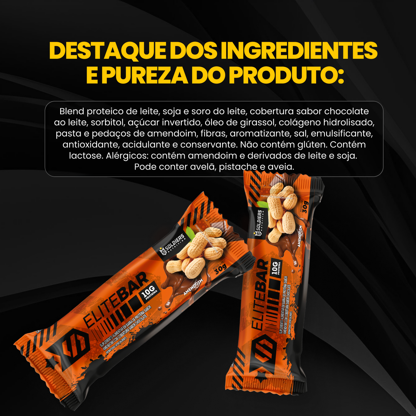 Barra de Proteína 30g - Elite bar Amendoim Kit c/06un