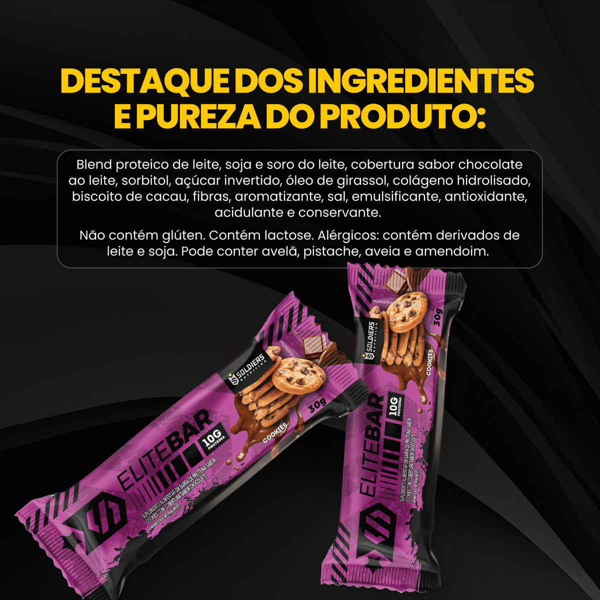 Barras de Proteína 30g - Elite Bar Cookies Display c/12un