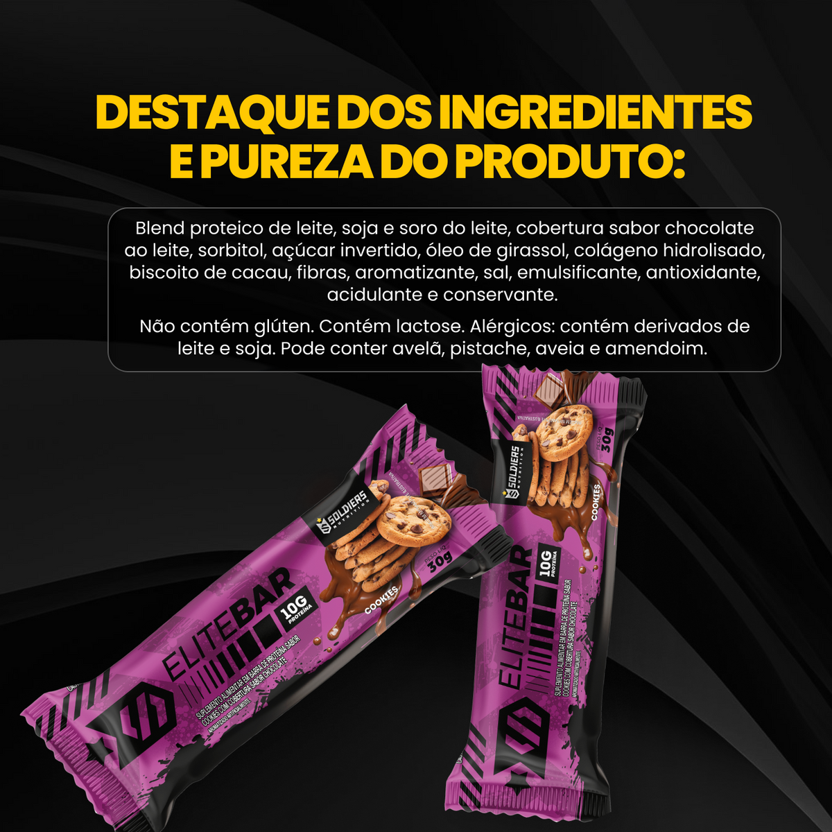 Barras de Proteína 30g - Elite bar Cookies Kit c/03un