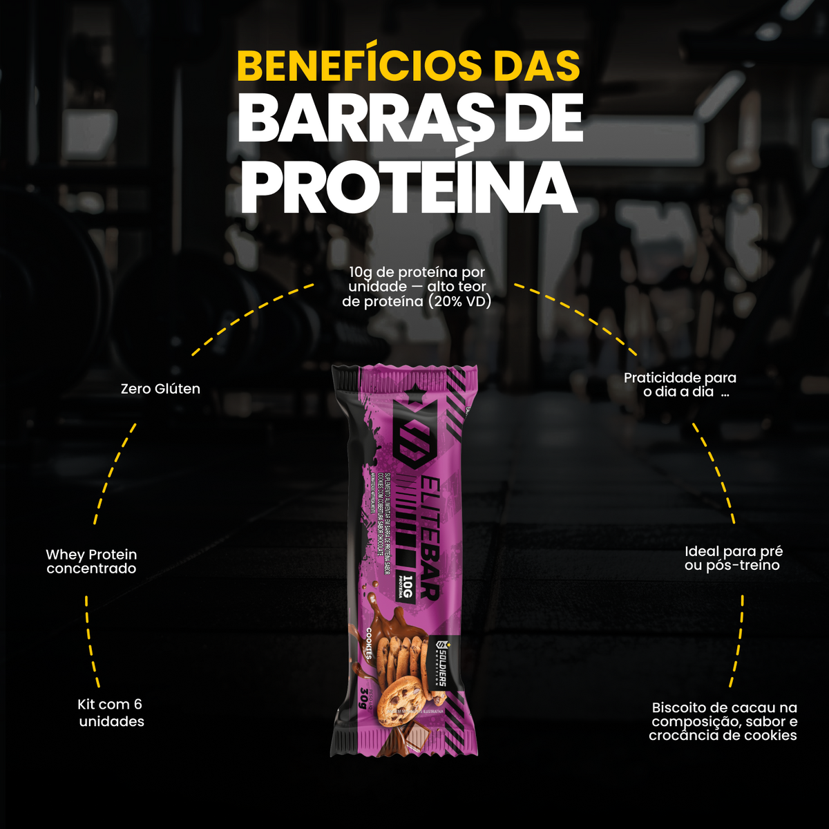 Barra de Proteína 30g - Elite bar Cookies Kit c/06un