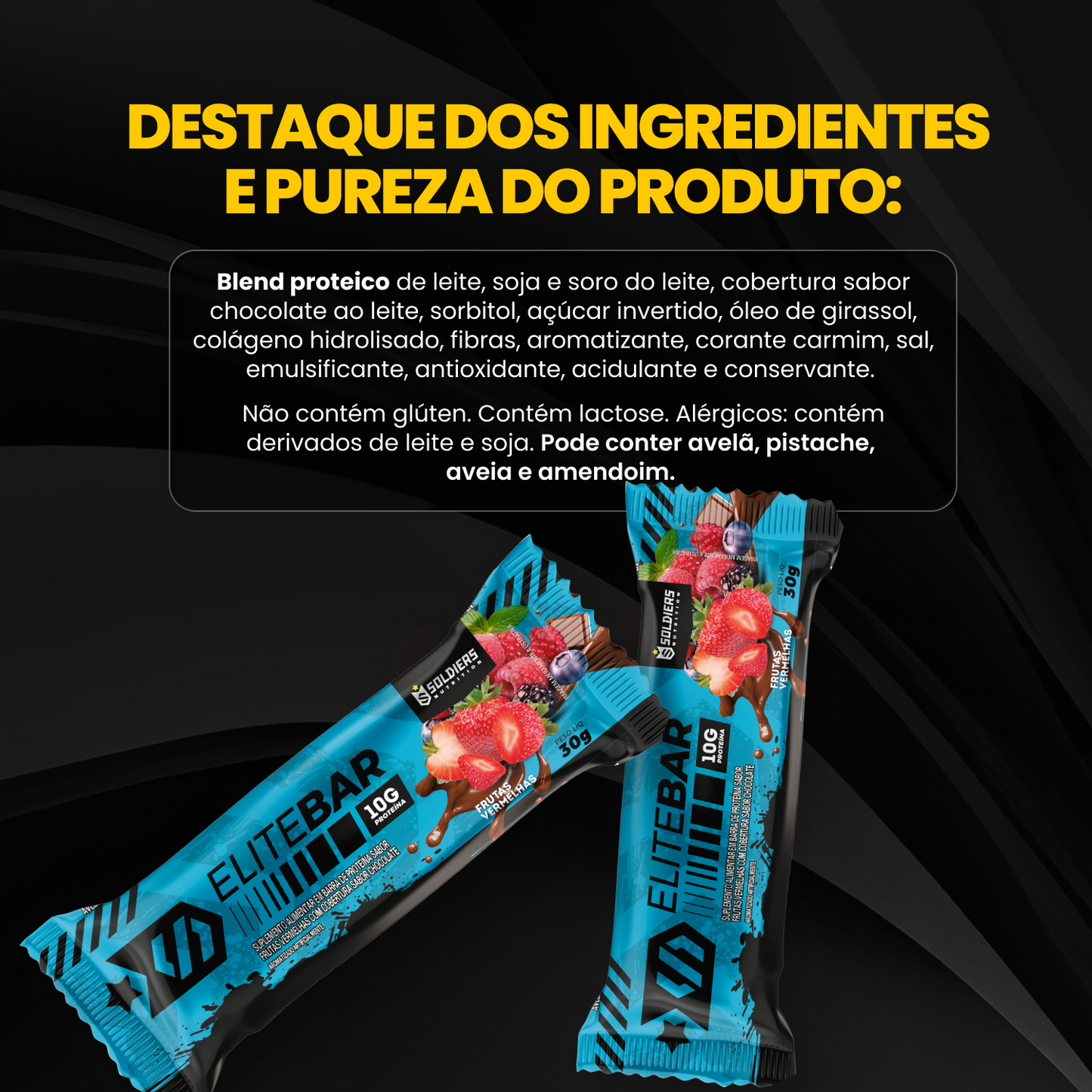 Barras de Proteína 30g - Elite Bar Frutas Vermelhas Display c/12un