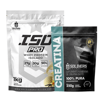 Kit: Whey Protein Isolado ISO PRO 1kg + Creatina 250g - Soldiers Nutrition