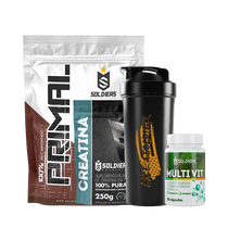 KIT PRIMEIRO PASSO Whey 1Kg, Creatina, Multivitamínico e Coqueteleira
