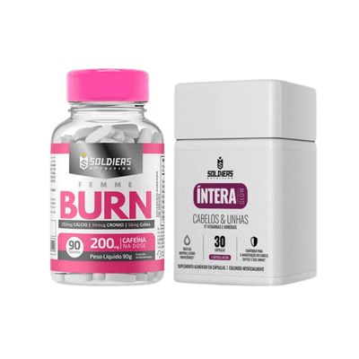 Kit: Cabelos e Unhas Intera + Femme Burn - Soldiers Nutrition