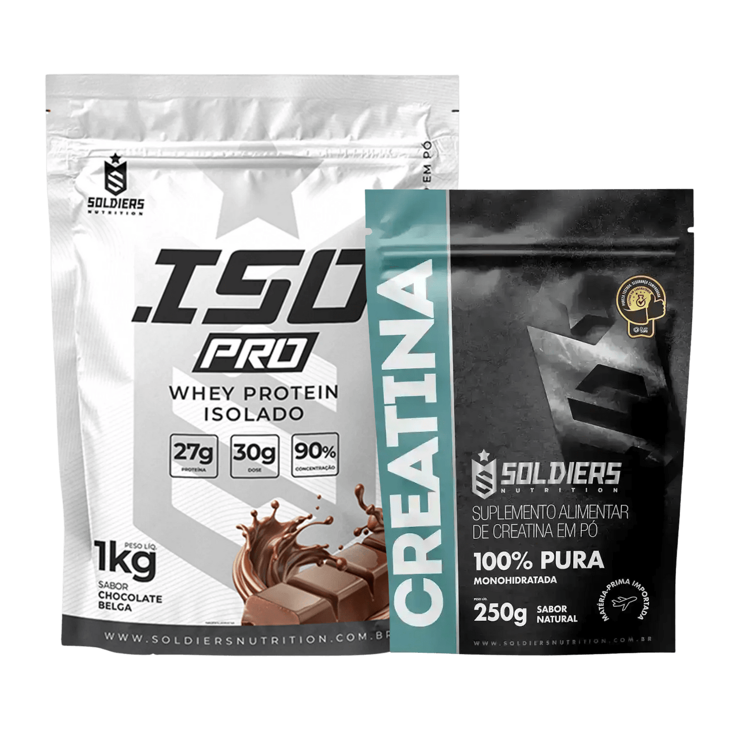 Kit: Whey Protein Isolado ISO PRO 1kg + Creatina 250g - Soldiers Nutrition