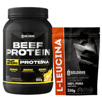 Kit Beef Protein 26g Proteína 900g + L - Leucina 250g