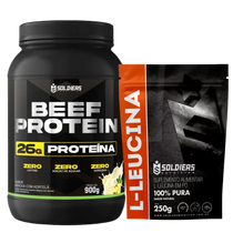 Kit Beef Protein 26g Proteína 900g + L - Leucina 250g
