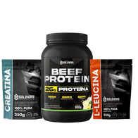 Kit Beef Protein 26g Proteína 900g + L - Leucina 250g + Creatina Monohidratada 250g