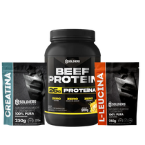 Kit Beef Protein 26g Proteína 900g + L - Leucina 250g + Creatina Monohidratada 250g
