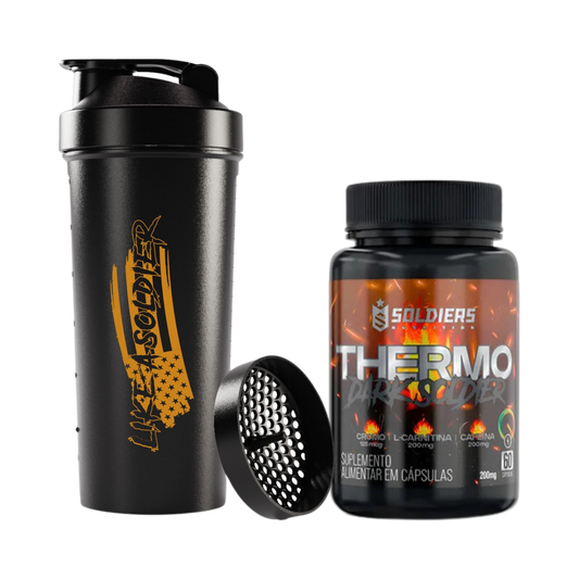 Kit: Coqueteleira Slim Like a Soldiers + Thermo Dark - Soldiers Nutrition