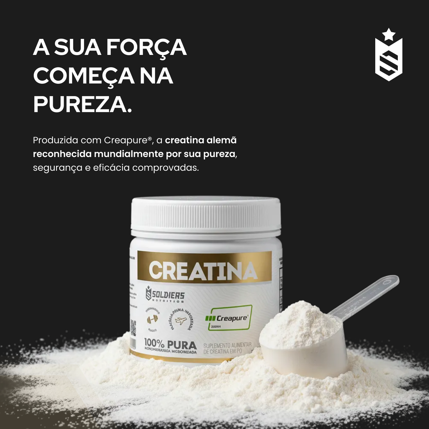 Creatina Creapure 270g - 100% Importada - Soldiers Nutrition