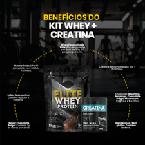 Kit Whey Protein Elite Pro 1kg + Creatina Monohidratada Pote 300g