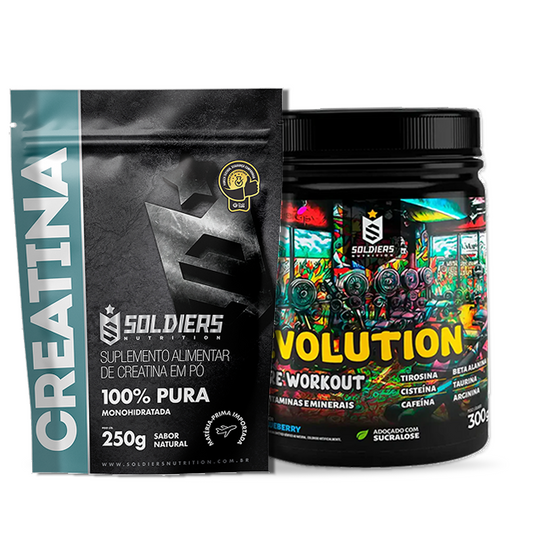 Kit: Creatina 250g + Pré Treino Evolution 300g - Soldiers Nutrition