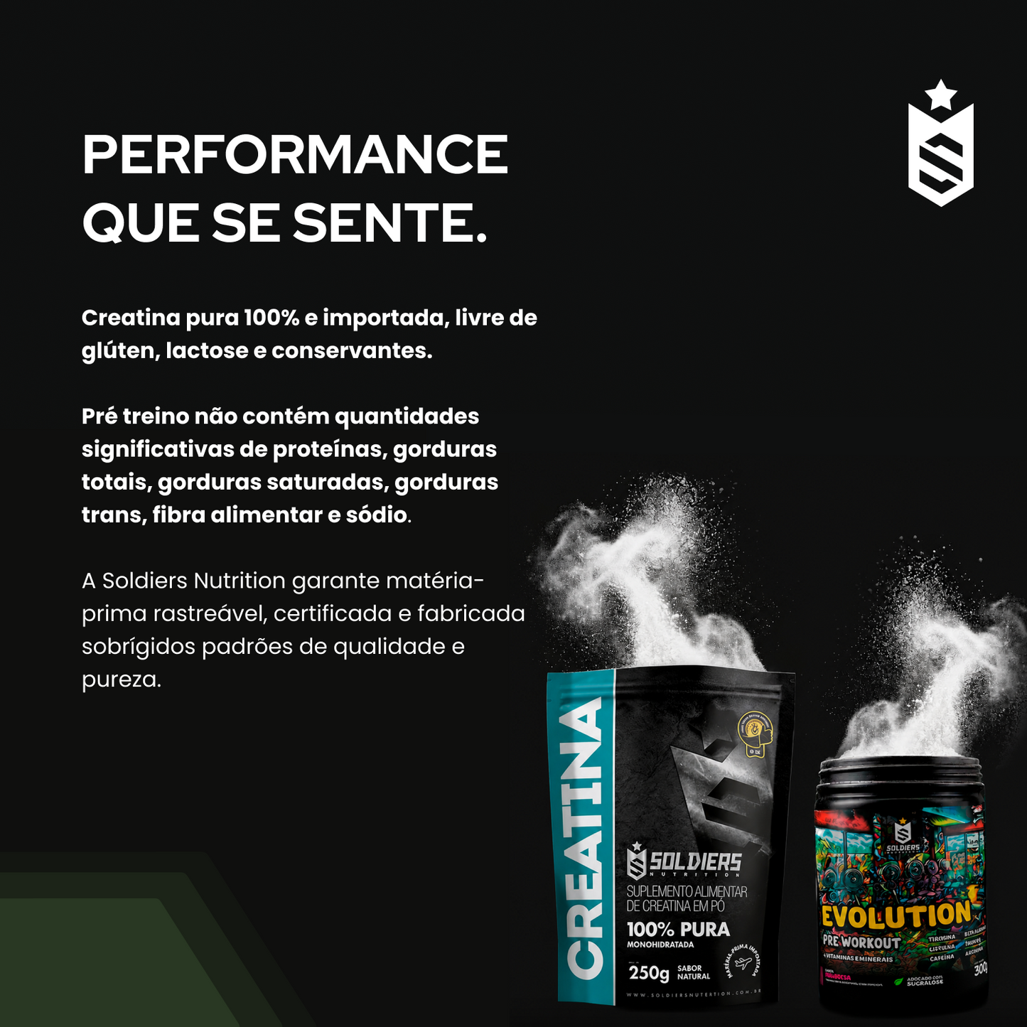Kit: Creatina 250g + Pré Treino Evolution 300g - Soldiers Nutrition