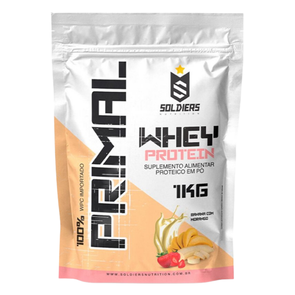 Whey Protein Primal Banana com Morango 1Kg - Soldiers Nutrition