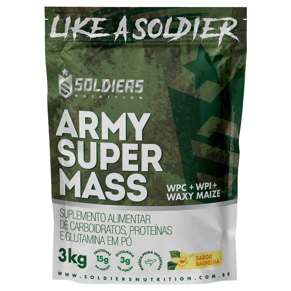 Hipercalórico Army Super Mass Baunilha 3Kg - Soldiers Nutrition