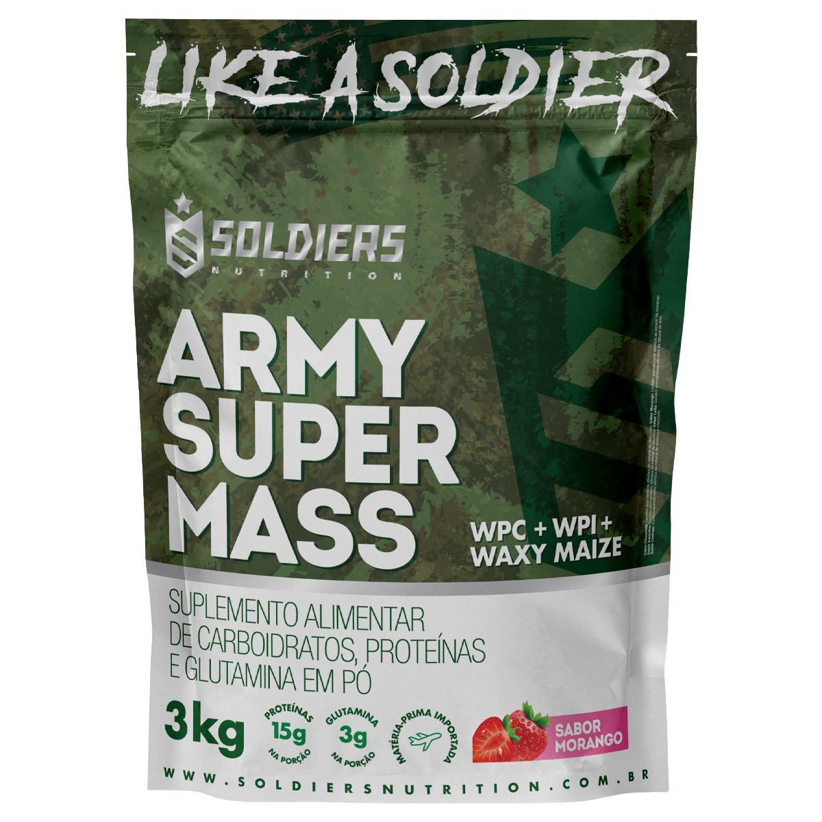 Hipercalórico Army Super Mass Morango 3Kg - Soldiers Nutrition