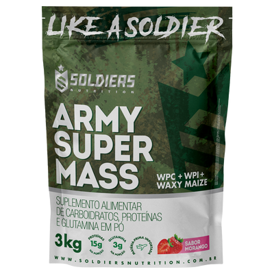 Hipercalórico Army Super Mass Morango 3Kg - Soldiers Nutrition