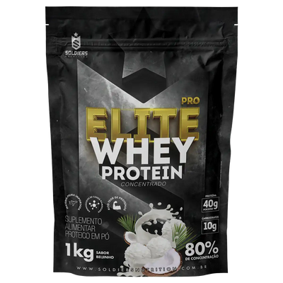 Whey Protein Elite Pro Concentrado 80% Beijinho 1kg - Soldiers Nutrition