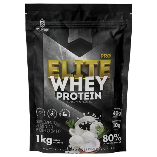 Whey Protein Elite Pro Concentrado 80% Beijinho 1kg - Soldiers Nutrition