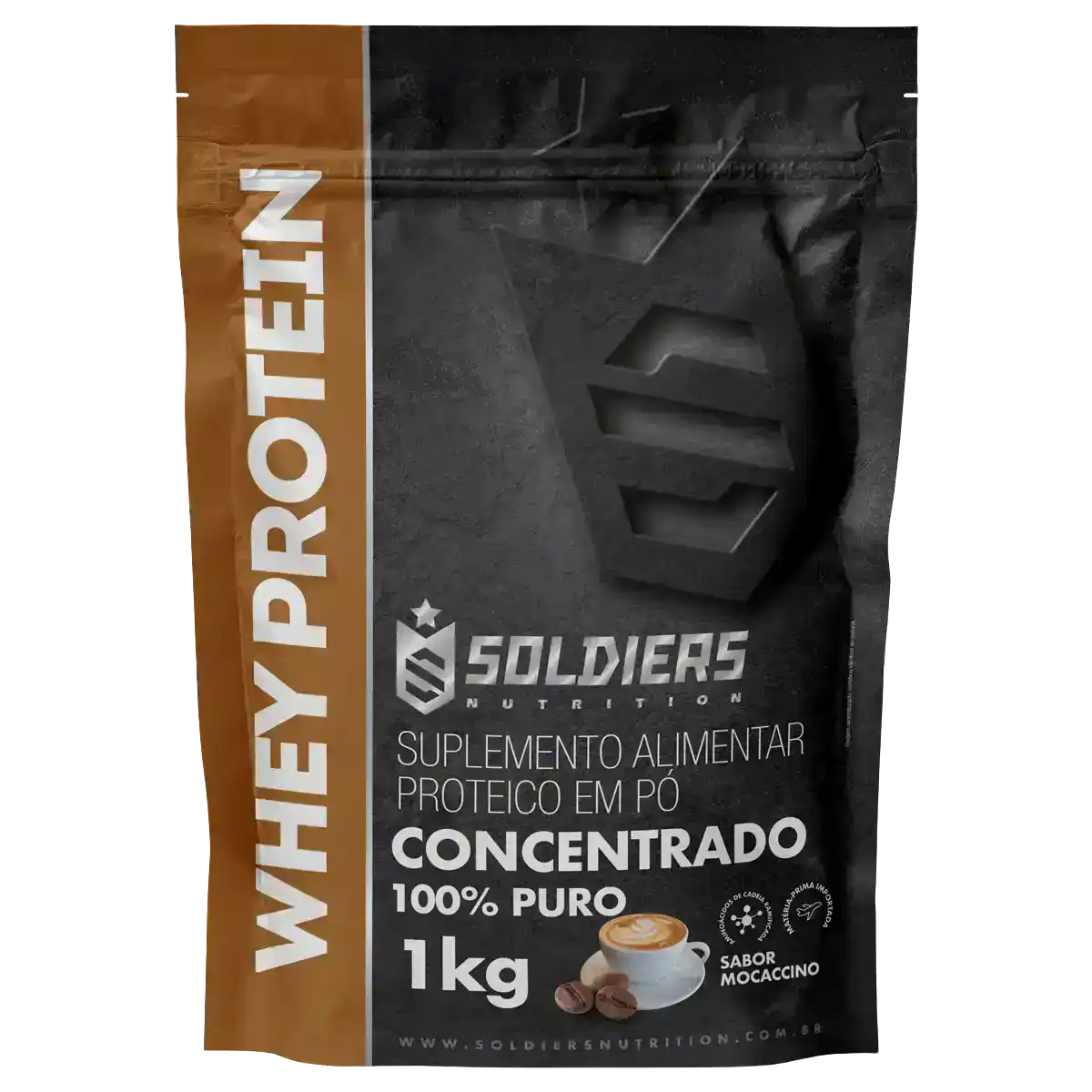 Embalagem de whey protein concentrado sabor mocaccino, suplemento proteico em pó 1kg