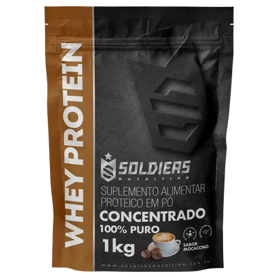 Embalagem de whey protein concentrado sabor mocaccino, suplemento proteico em pó 1kg