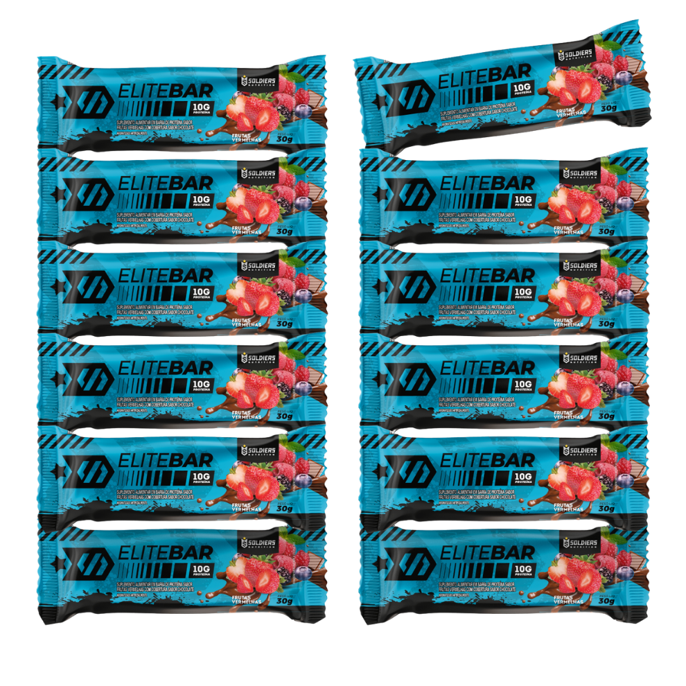 Barras de Proteína 30g - Elite Bar Frutas Vermelhas Display c/12un