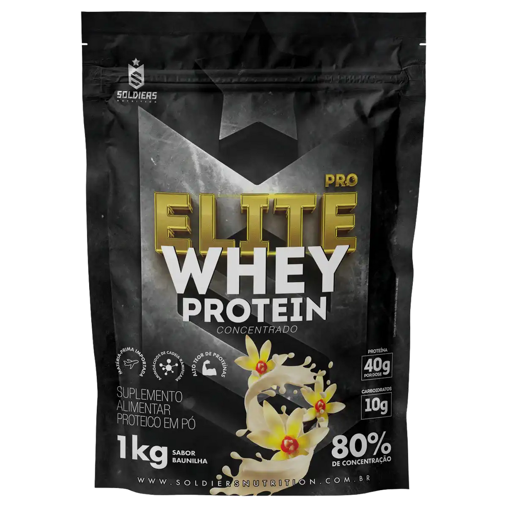 Whey Protein Elite Pro Concentrado 80% Baunilha 1Kg - Soldiers Nutrition