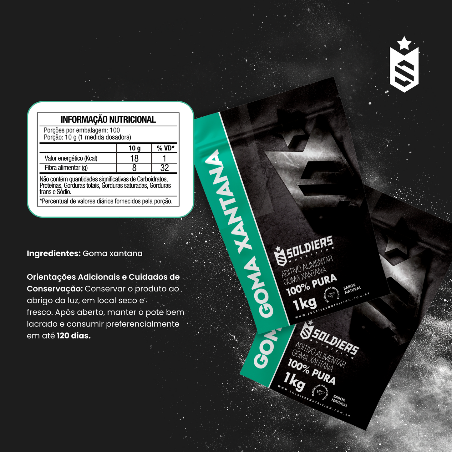 Goma Xantana 1Kg - 100% Puro Importado - Soldiers Nutrition
