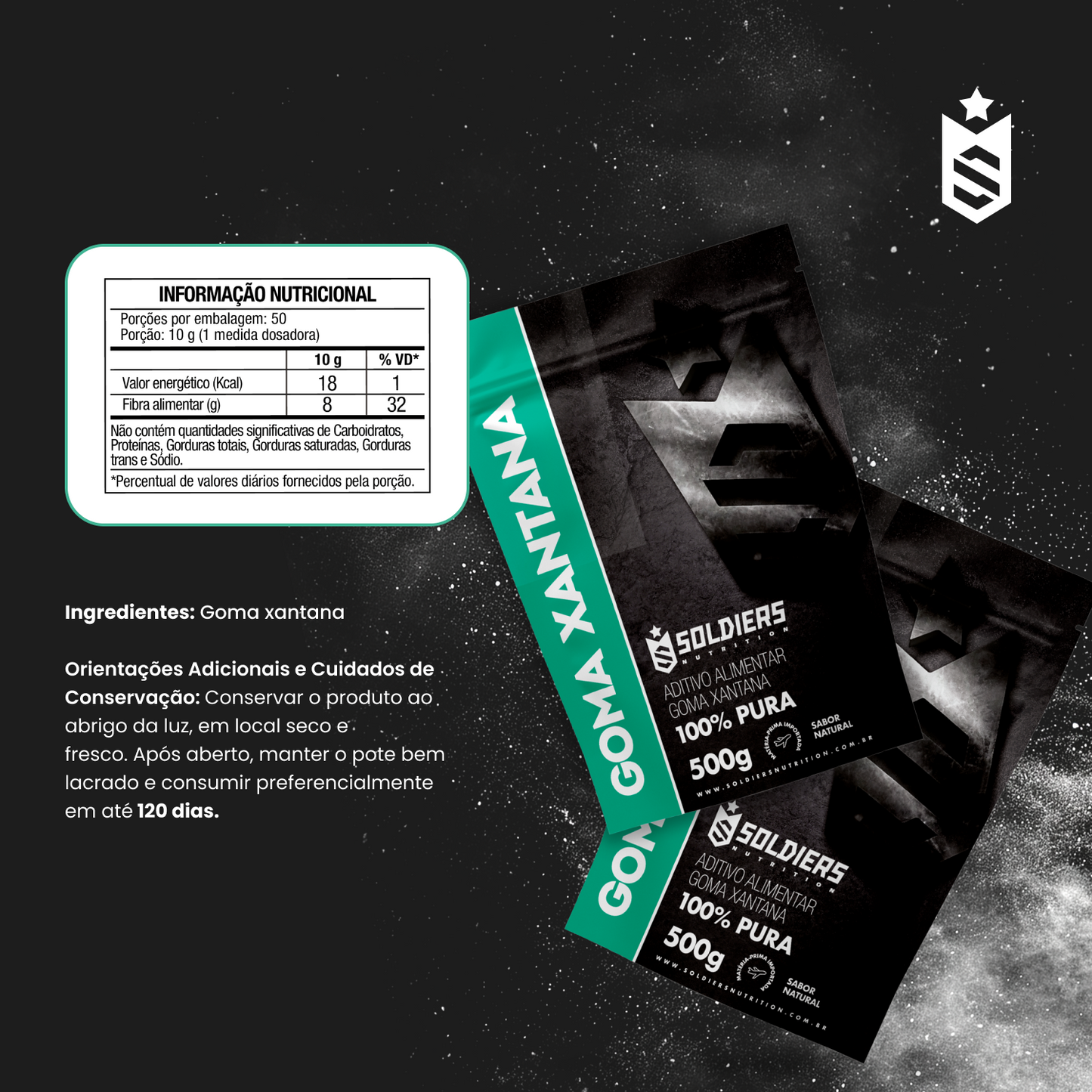 Goma Xantana 500g - 100% Puro Importado - Soldiers Nutrition