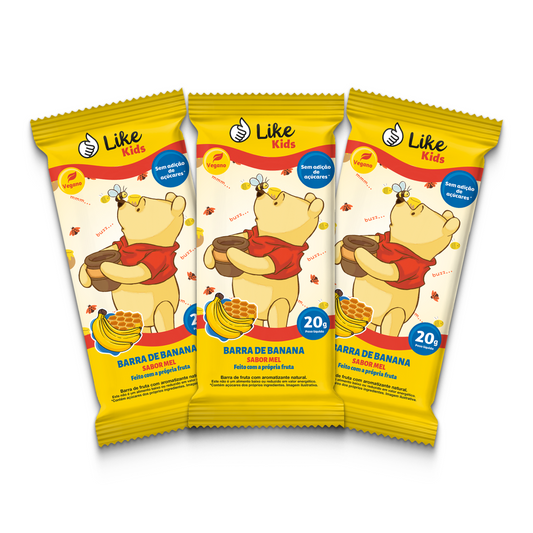 Barrinha de Banana 20g Sem Açúcar Sabor Mel 3un - Like Kids