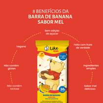 Barrinha de Banana 20g Sem Açúcar Sabor Mel 12un - Like Kids