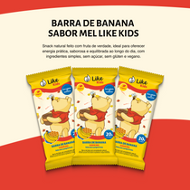 Barrinha de Banana 20g Sem Açúcar Sabor Mel 12un - Like Kids