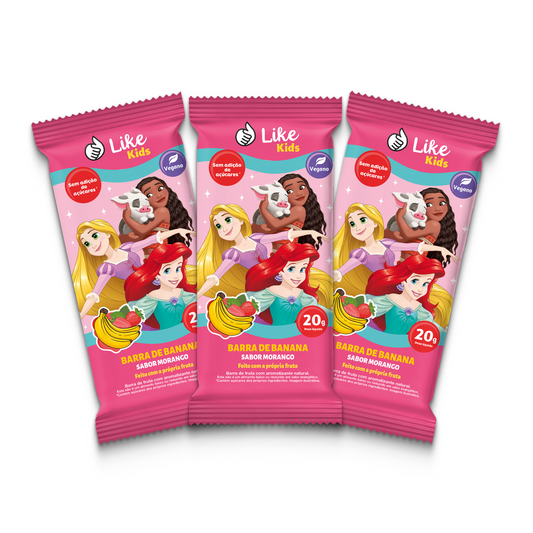 Barrinha de Banana 20g Sem Açúcar Sabor Morango 3un - Like Kids