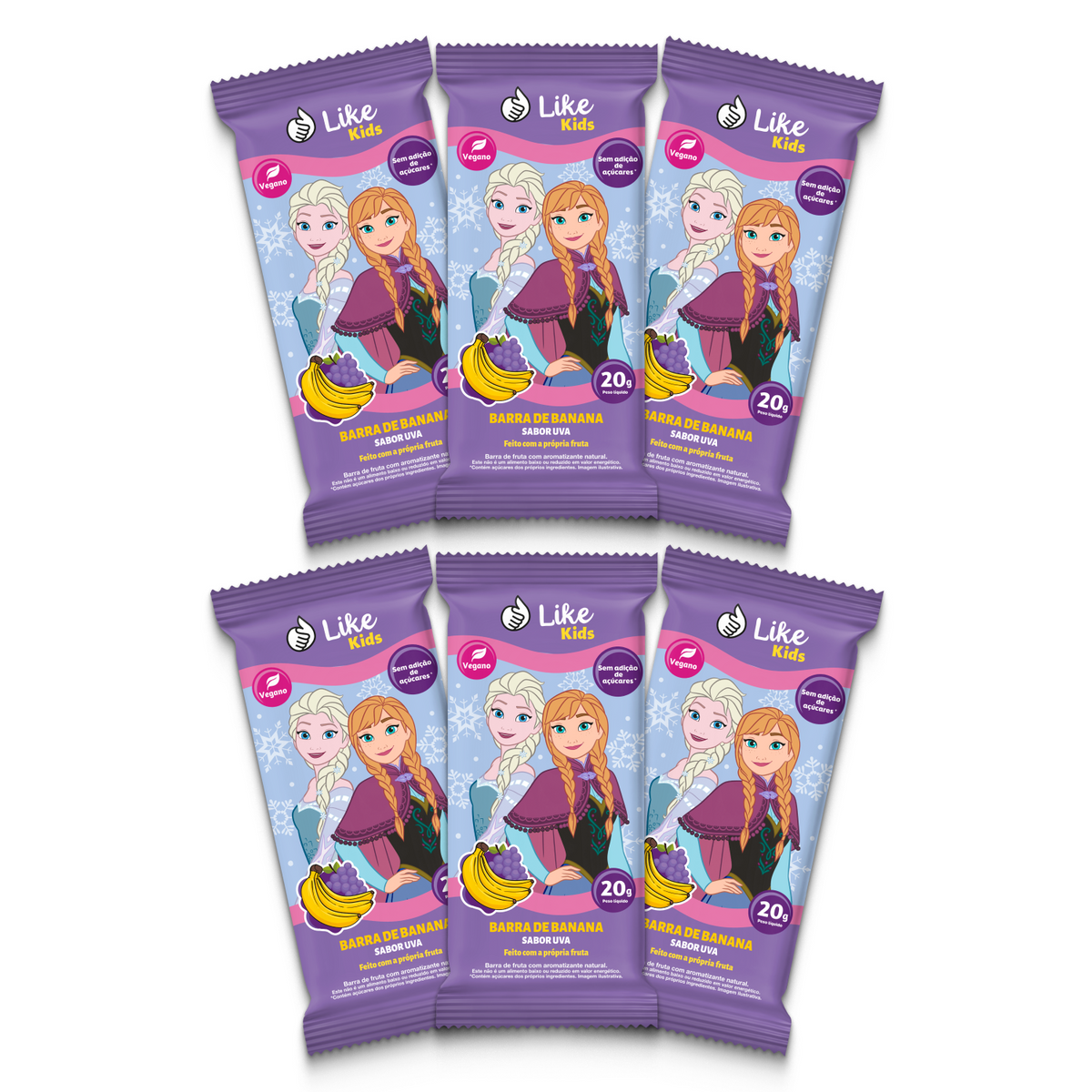 Barrinha de Banana Sem Açúcar Sabor Uva 20g - Like Kids