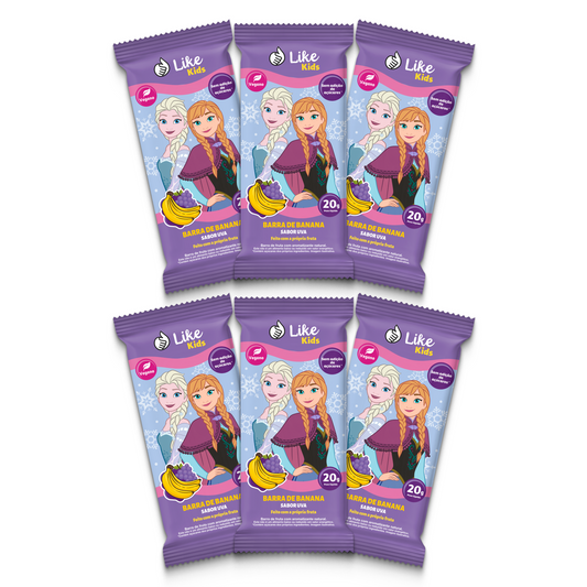 Barrinha de Banana 20g Sem Açúcar Sabor Uva 6un - Like Kids