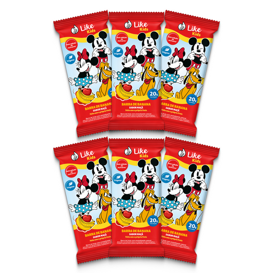 Barrinha de Banana 20g Sem Açúcar Sabor Maçã 6un - Like Kids