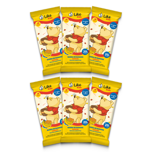 Barrinha de Banana 20g Sem Açúcar Sabor Mel 6un - Like Kids