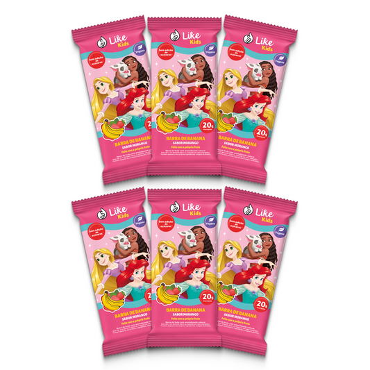 Barrinha de Banana 20g Sem Açúcar Sabor Morango 6un - Like Kids