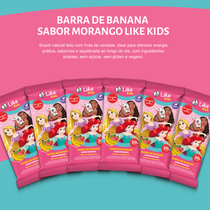 Barrinha de Banana 20g Sem Açúcar Sabor Morango 12un - Like Kids