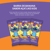 Barrinha de Banana 20g Sem Açúcar Sabor Açai 3un - Like Kids