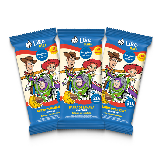 Barrinha de Banana 20g Sem Açúcar Sabor Cacau 3un - Like Kids
