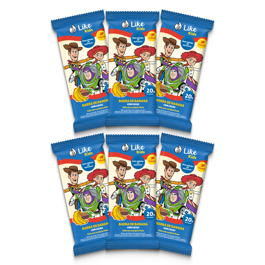 Barrinha de Banana 20g Sem Açúcar Sabor Cacau 6un - Like Kids